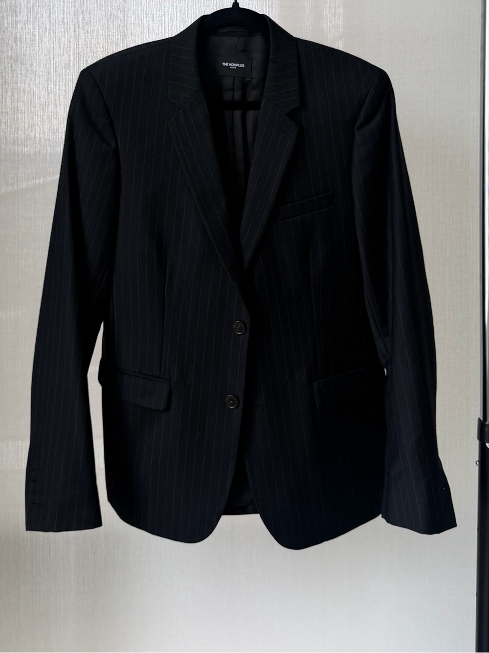 The Kooples Black Pinstripe Suit Blazer